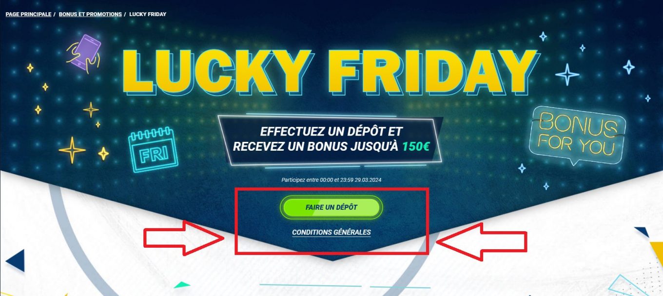 bonus Lucky Friday 1xBet